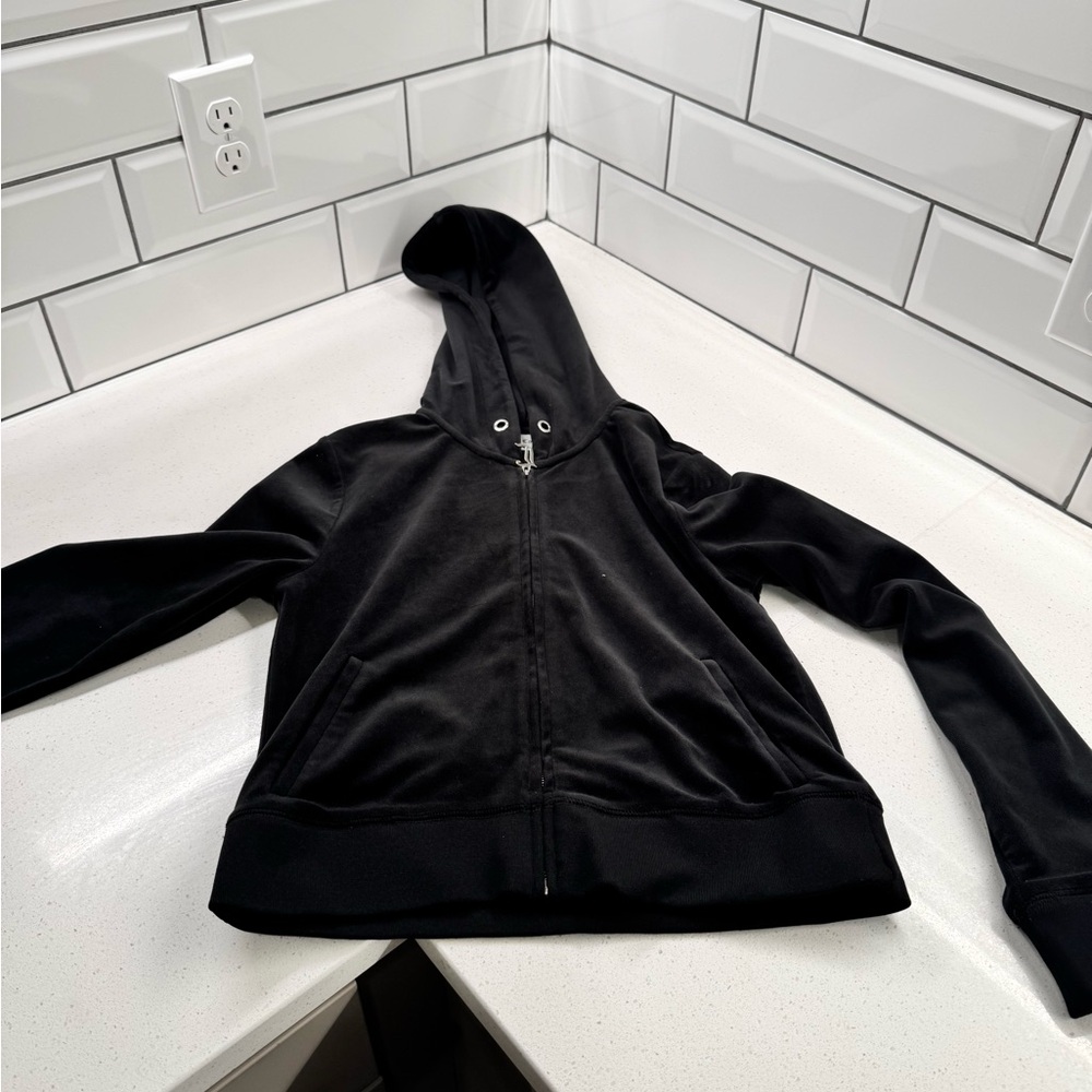 Juicy Couture Black Velour Hoodie Jacket